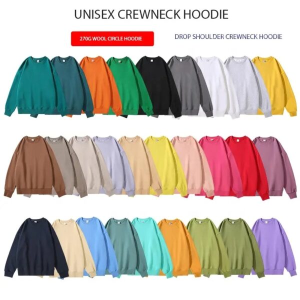 270g fleece Circle Polyester crewneck pullover hoodie sweatshirt