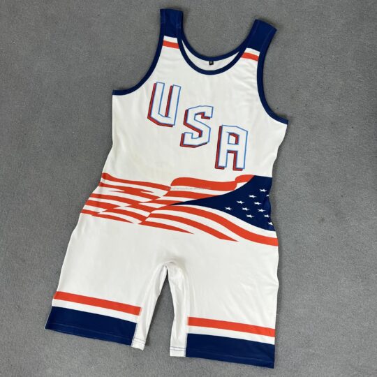 custom made USA sublimation printing youth wrestling singlet