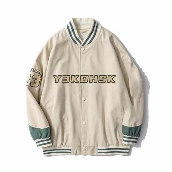 Custom baseball varsity y3k men stripe round collar neck jacket