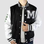 Leather Sleeve Baseball Varsity Jacket Men