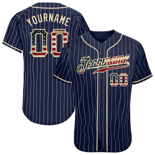 Blue with American Flag Baseball Uniform