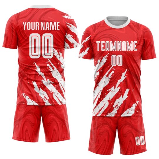 Red & White Design Football Uniform