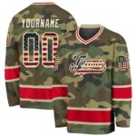 Camouflage with Red Stripe Hockey Uniform