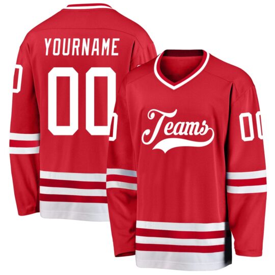 Bright Red & White Hockey Uniform
