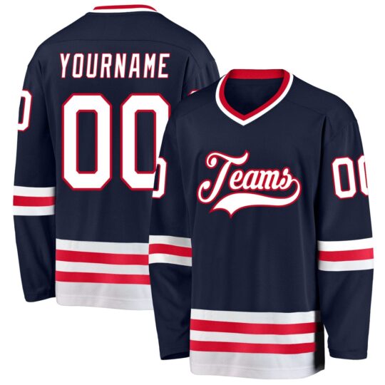 Dark Blue & Red Hockey Uniform