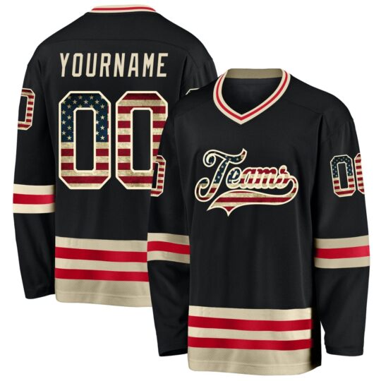 Golden USA Flag Themed Hockey Uniform
