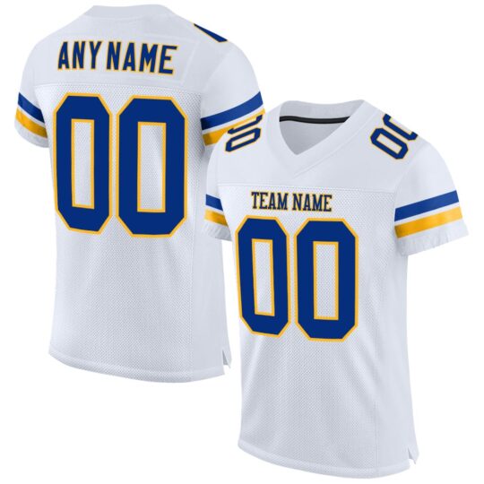 White Blue & Yellow American Football Uniform
