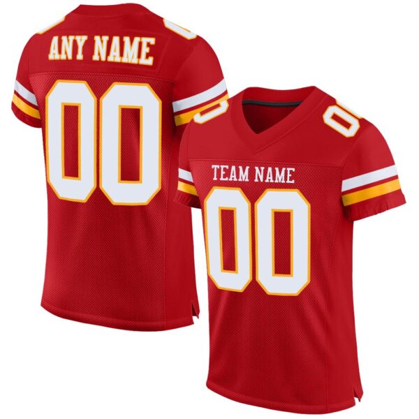 Bright Red Yellow & White American Football Uniform