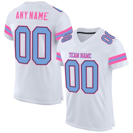 White Blue & Pink American Football Uniform