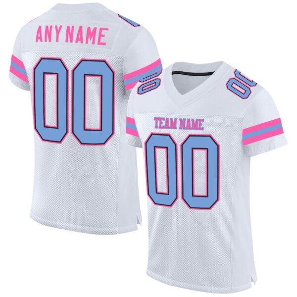 White Blue & Pink American Football Uniform