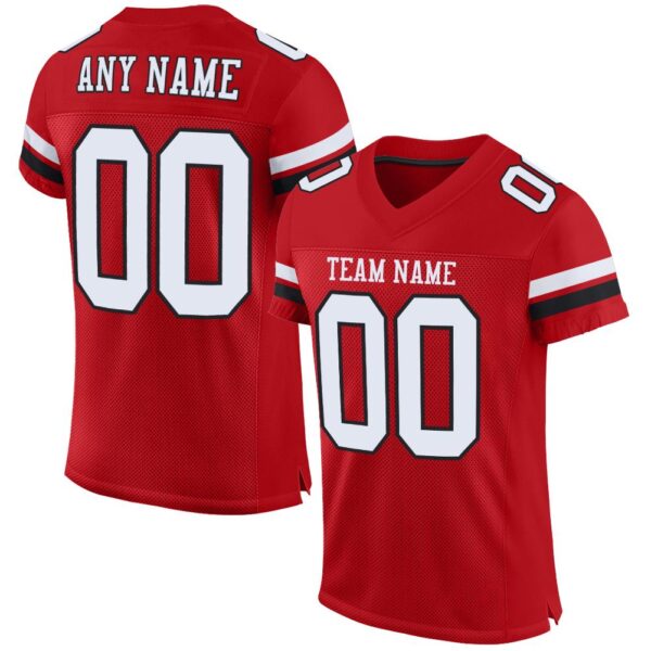 Bright Red White & Black American Football Uniform