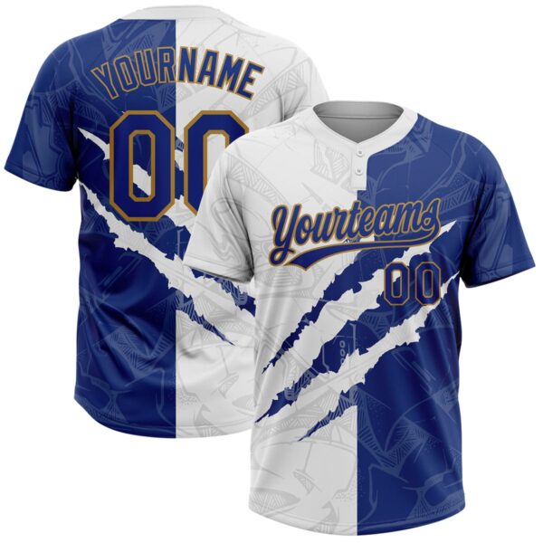 White & Blue Design Softball Uniform