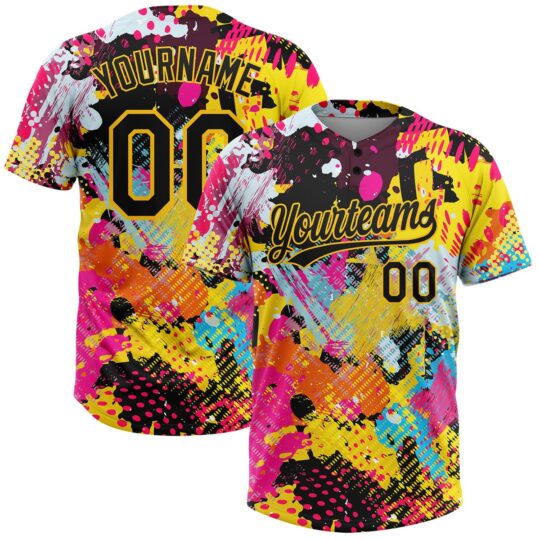 Multi Colored Graffiti Sublimation Design Softball Uniform