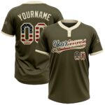 Light Brown USA Flag Design Softball Uniform