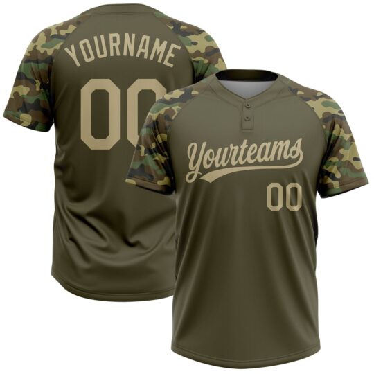 Dark Green Camouflage Design Softball Uniform