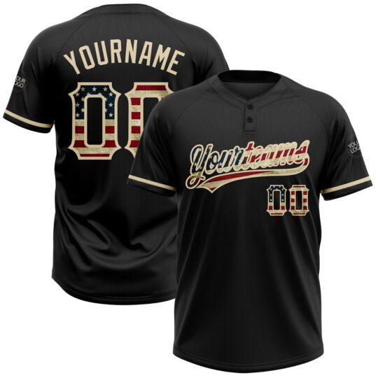 Black USA Flag Design Softball Uniform