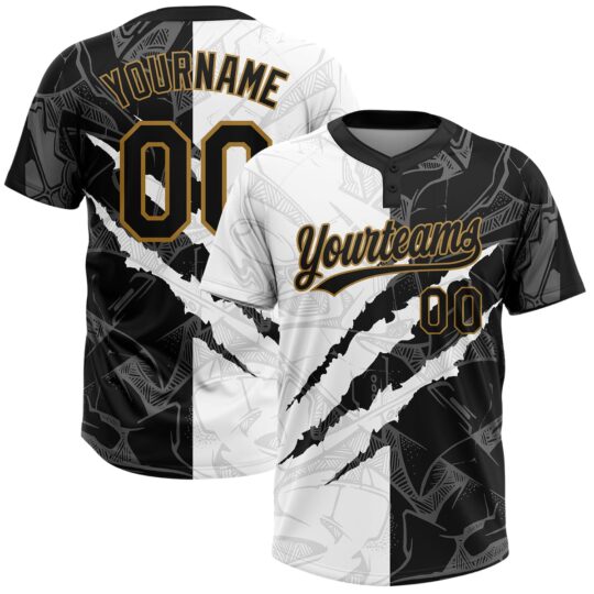 Black & White Claw Design Softball Uniform