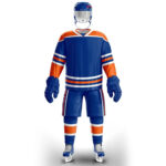 Blue Orange & White Ice Hockey Uniform