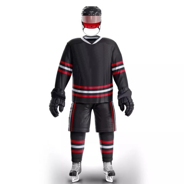 White Red & Black Ice Hockey Uniform