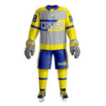 Neon Yellow Blue & Grey Ice Hockey Uniform