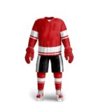 Bright Red White & Black Ice Hockey Uniform