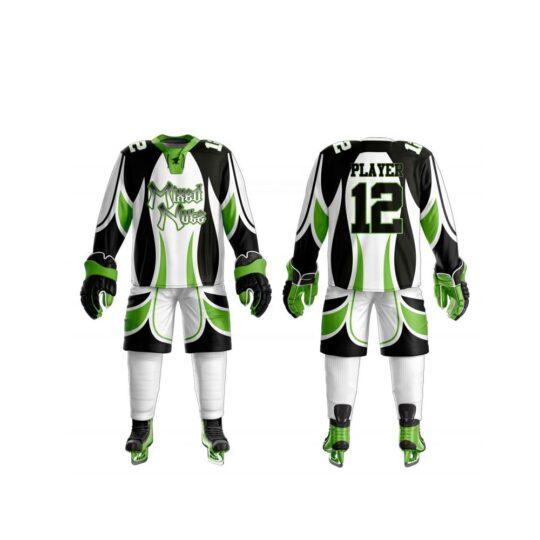 Neon Green White & Black Ice Hockey Uniform
