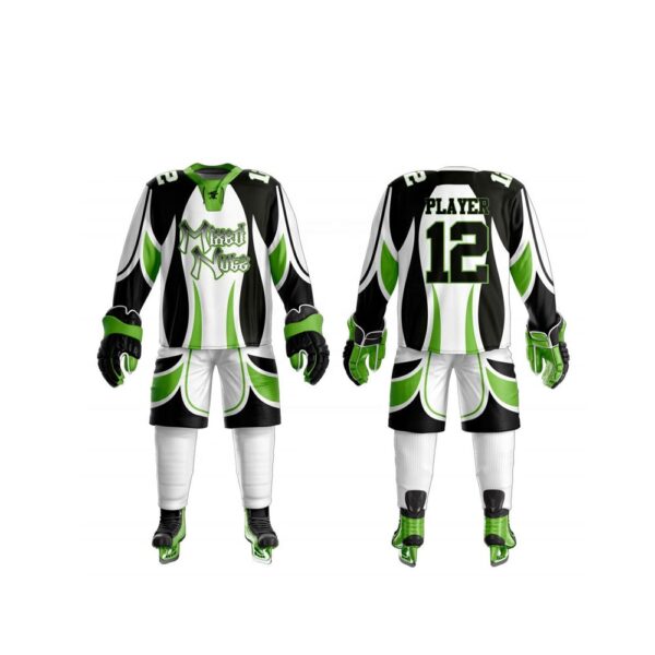 Neon Green White & Black Ice Hockey Uniform