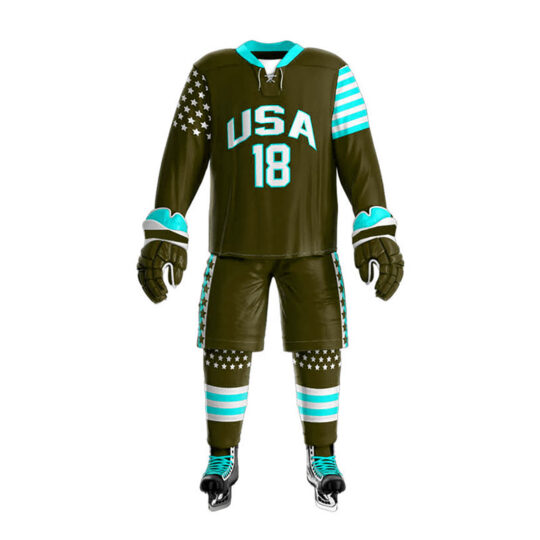 Black & Neon Blue Ice Hockey Uniform