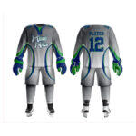 Dark Grey Blue & Green Ice Hockey Uniform