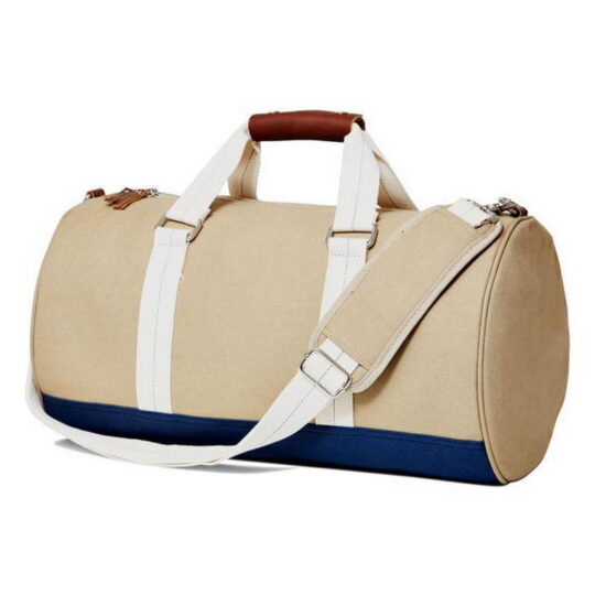 Light Brown & Blue Duffle Bag