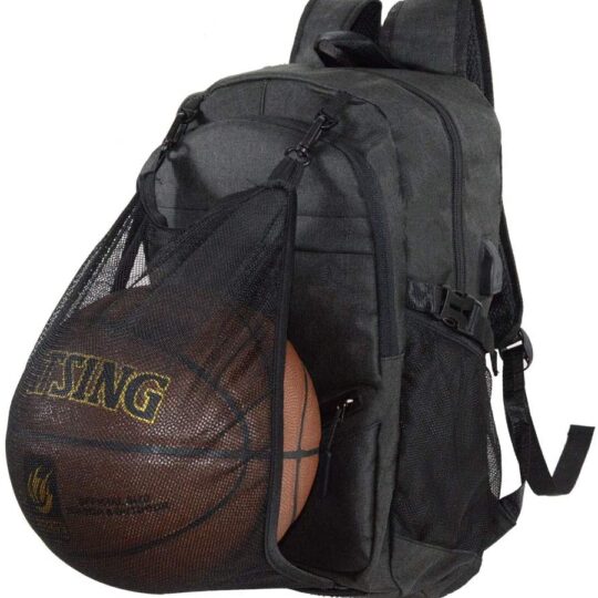 Grey Back Pack with Basketball Net Capacity