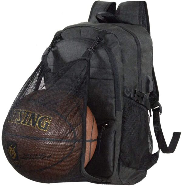 Grey Back Pack with Basketball Net Capacity