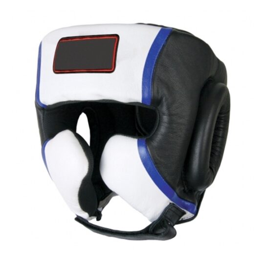 White Black & Blue Boxing Head Guard