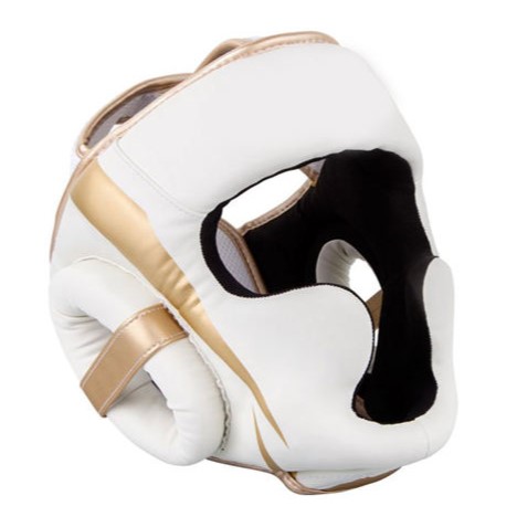 White & Gold Boxing Head Guard
